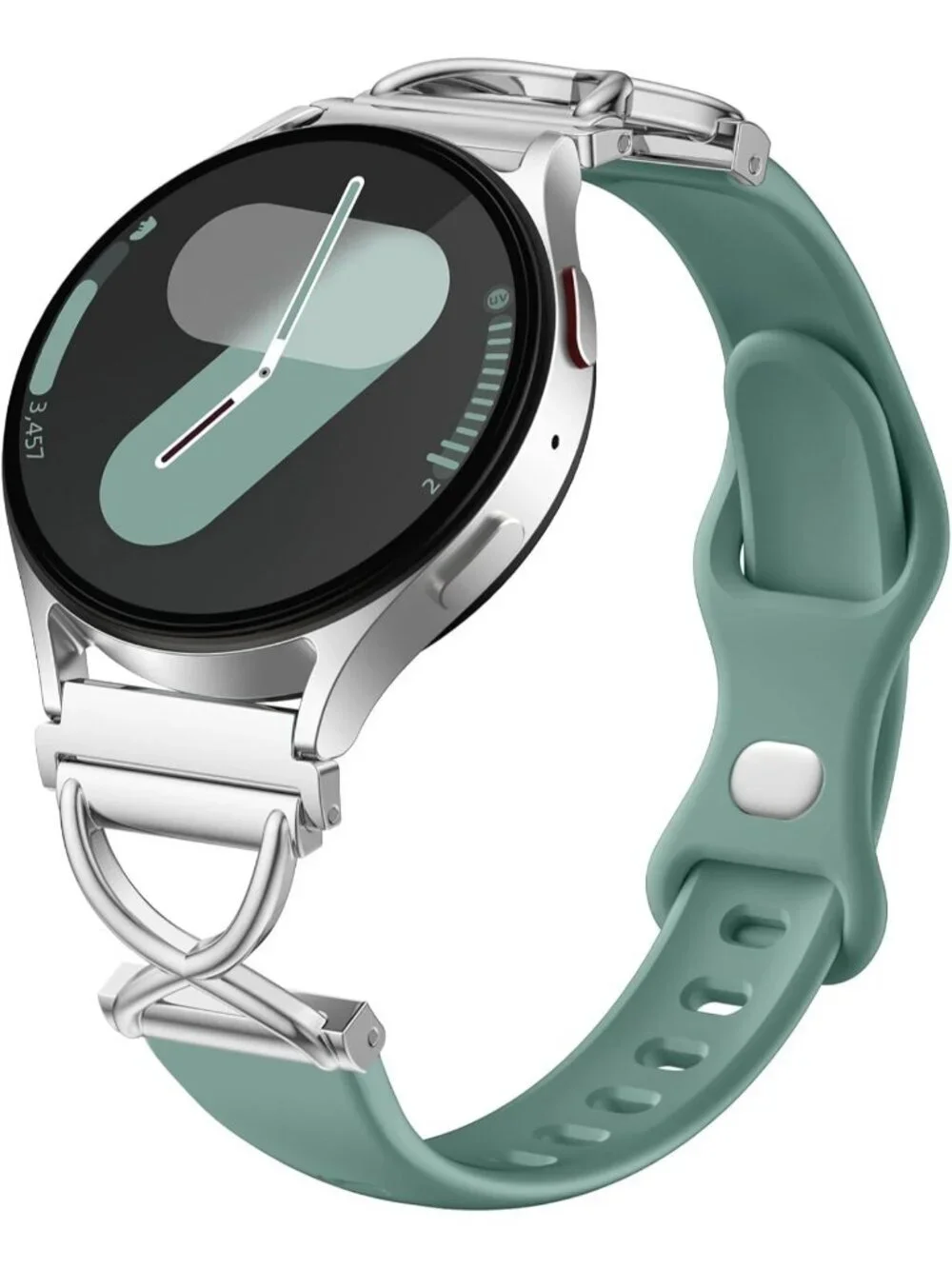 Women's Green Skinny Charms X-Shaped Soft Slim Silicone Bands Compatible Watch